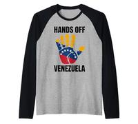 Manos Fuera de Venezuela Libertad Protesta Patriótica Camiseta Manga Raglan