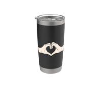Manos haciendo corazón forma amor signo lenguaje día de San Valentín Vaso térmico de acero inoxidable de doble pared