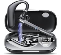 Manos Libres Auricular Bluetooth V5.3 con Doble Micrófono Cancelación, 60hrs Talk Auriculares Inalambricos Bluetooth con Conexión para Dos Dispositivos, Pantalla LED, IPX7, para Conducir/Negocios