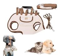 Manos Libres Hombro Yorkie Carrier, Sling Perro Carrier, Perro Arnés De Elevación De Cuerpo Completo para Perros Pequeños, Correas De Chaleco Respirable Ajustable (M,Marrón)