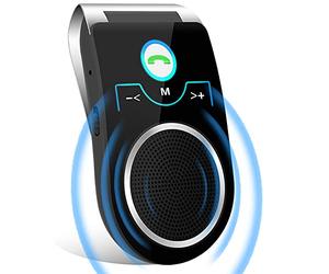 Manos Libres para Coche, Altavoz Bluetooth 5.0 para Automóvil, Altavoz Inalámbrico para el Coche con Cancelación de Ruido para Llamadas, Transmisión de Música y GPS, Compatible con iPhone y Samsung