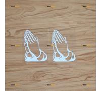 Manos Orando Pegatina Calcomanía Vinilo Dios Jesús Cristiano - 2 Pegatinas Blancas 10.2cm - Para Coche Barco Portátil Taza Sin Fondo Troquelada