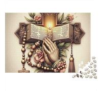 Manos Orantes Puzzle de 1000 Piezas Puzzle para Adultos Rosario Libro Juego de Puzzle 1000 Piezas Relajación Hogar 38x26cm/1000pcs