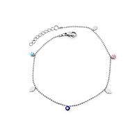 Manos Palma Colores Mezclados Pavo Mal de Ojo Bola Redonda con Cuentas Cadena Tobillera para Mujeres Mini Pulseras de joyería