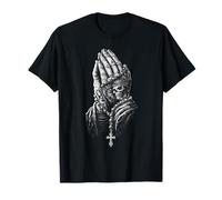 Manos Rezando con Rosario Vintage Arte Espiritual Gótico Camiseta