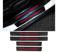 MANQII 4 Piezas Protector Umbral Puerta Coche para Honda Civic FK8 2017-2021, Fibra de Carbono Decoración Estribos Antiarañazos Pedal De Bienvenida Accesorios, B/Red