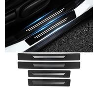 MANQII 4 Piezas Protector Umbral Puerta Coche para Honda Civic FK8 2017-2021, Fibra de Carbono Decoración Estribos Antiarañazos Pedal De Bienvenida Accesorios,C/White