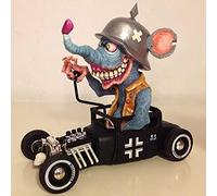 MANQILE Angry Big Mouth Monster Driving Estatua Rata Fink figuritas de Halloween artesanía de Resina de Halloween Escultura decoración del hogar Ornamento