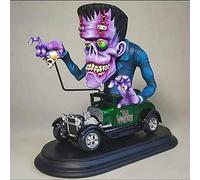 MANQILE Angry Big Mouth Monster Driving Estatua Rata Fink figuritas de Halloween artesanía de Resina de Halloween Escultura decoración del hogar Ornamento