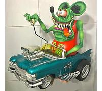 MANQILE Angry Big Mouth Monster Driving Estatua Rata Fink figuritas de Halloween artesanía de Resina de Halloween Escultura decoración del hogar Ornamento