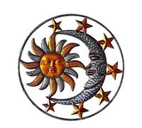 MANQILE Metal Sun Moon Wall Decor Plaque Indoor Outdoor Garden Wall Panel Art Celestial Icons of Astronomy Sculpture Home Decor