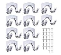 Manqyi 10 Piezas Doble U Ganchos de Pared, Colgar Herramientas Ganchos, Doble Gancho, Ganchos para Colgadores de Garaje, con Tornillos, Destornillador, para Garaje, Cobertizo, Jardín, Almacén,Taller