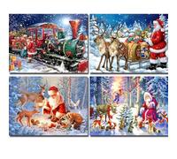 Manqyi 4 Piezas 5D Diamond Painting Kits de Navidad, Christmas 5D Diamante Pintura, Kits de Pintura de diamantes 5D Navidad, Diamond Art Christmas, Diamond Painting Kit Para Decoración 30X40 cm