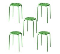 Mansfil Juego de 5 taburetes apilables de 8 Agujeros para niños y Adultos, Asientos Flexibles para aulas de Primaria, sillas Redondas de Colores.(Green)