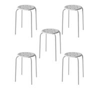 Mansfil Juego de 5 taburetes apilables de 8 Agujeros para niños y Adultos, Asientos Flexibles para aulas de Primaria, sillas Redondas de Colores.(Blanco)