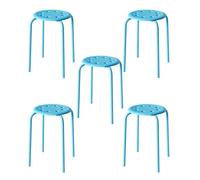 Mansfil Juego de 5 taburetes apilables de 8 Agujeros para niños y Adultos, Asientos Flexibles para aulas de Primaria, sillas Redondas de Colores.(Azul)