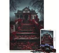 Mansión Cubierta de maleza con Enredaderas Rojas, Rompecabezas de 1000 Piezas para Adolescentes, Ideal para Relajarse y desconectar Diseño Elegante y fácil de Usar (38x26cm)