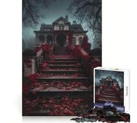 Mansión Cubierta de vegetación con Enredaderas Rojas Rompecabezas de 1000 Piezas para Adultos Juego Inteligente de Rompecabezas Divertido Montaje de imágenes Regalo de Temporada (38x52cm)