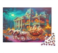 Mansión Misteriosa de Halloween Puzzle de 1000 Piezas Papel para Adultos Noche Faroles de Calabaza Puzzle para Toda la Familia Relajación Regalo 52x38cm/1000pcs