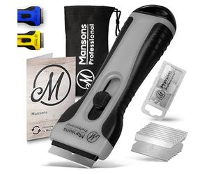 Mansons Rasqueta vitroceramica con 15 Piezas Cuchillas Acero - Rascador de Vidrio y vitrocerámica - Raspador Especial para Vitro-Cerámicas y Placas de Inducción