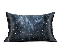 MANSPHIL Funda de Almohada 100% Seda de Morera para Cabello y Piel, patrón de Galaxia Negra, Funda de Almohada de Seda Charmeuse de 22 mommes, tamaño queen/50.8 x 76.2 cm, Cremallera Oculta