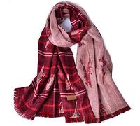 Manta a cuadros Bufanda Mujer Bufandas largas de cachemira Bufandas de tartán cálidas grandes Chal de abrigo durante el doble otoño e invierno (200 * 70 cm)-red-200 * 70CM