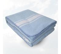 Manta Algodón Mallorquina para Cama o Sofá, Manta de Tacto Suave Ideal para Primavera, Relax o Yoga de algodón Reciclado Hecho en España 220x240 - Azul/Raya Blanca