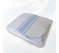 Manta Algodón Mallorquina para Cama o Sofá, Manta de Tacto Suave Ideal para Primavera, Relax o Yoga de algodón Reciclado Hecho en España 220x240 - Blanca/Raya Azul