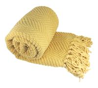 Manta amarilla de punto Home Soft Things de tweed de 152 x 203 cm, color amarillo jojoba, s per suave, acogedora, c lida, c moda y transpirable,