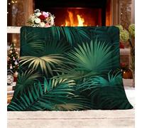 Manta Antiarrugas y Antiestática 140x180 cm 3D Plantas Hojas De Palma Polar Cama Super Suave y Caliente Fotos Personalizable Verde Manta Infantil Ligera para sofá y,Dormitorio,Oficina