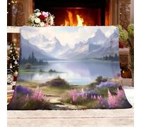 Manta Antiarrugas y Antiestática 150x200 cm Paisajes de MontañA, RíO y Lago Polar Cama Super Suave y Caliente Fotos Personalizable Azul Manta Infantil Ligera para sofá y,Dormitorio,Oficina