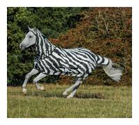 Manta antimoscas para caballos con cubrecuellos Bucas Buzz-Off Zebra 165 cm