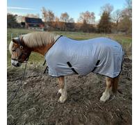 Manta antimoscas para caballos de Brama-West FlyProtect - Manta ligera contra moscas e insectos con cinturón abdominal, cierre frontal y solapa para la cola, manta transpirable de verano (125)