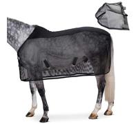 Manta antimoscas para Caballos Manta antimoscas de Malla Ajustable con Protector Nasal Transpirable protección contra Insectos para el Verano para pastos y Exteriores Negro tamaño 187 cm