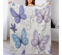 Manta Art Déco con diseño de Mariposas, Suave, Ligera, acogedora y cálida, con Estampado Natural, Ideal para sofá, Cama y Viajes, 101,6 x 127 cm