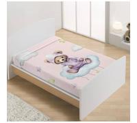 Manta bebé Cuna Terciopelo Estampado Oso dormilón Diseño 537 VIP (04 Rosa)