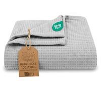 Manta bebe gofre algodón waffle todo el año ligera regalo primavera | transpirable entretiempo infantil suave - cuna carrito cochecito recién nacido capazo Oeko-Tex certificado 100x150 Gris Claro