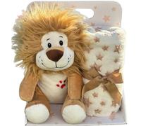 Manta Bebé Suave Cálida con Peluche León Set Regalo Recién Nacido Niño Niña 0-3 Años Manta Cuna Carro 90x75 cm Ultra Acolchada Hipoalergénica Lavable Seguridad Bebé Decoración Habitación Infantil