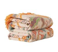 Manta bohemia para cama, 100 % algodón, ultra suave, de lujo, rústico, para otoño, decoración de granja, manta para sala de estar, sofá, silla (flor bohemia, 200 x 230 cm)