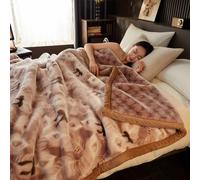 Manta Bonita De Piel Sintética Cama Sofá, Manta Decorativa De Felpa, Larga Y Esponjosa, Cómoda Manta De Forro Polar, Manta Reversible Gruesa Y Cálida para Invierno,B,150x200cm2Kg