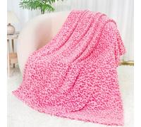 Manta cálida Rosa, Manta de Forro Polar Suave con Estampado de Leopardo, Manta Peluda Rosa Intenso con Estampado de Guepardo para Cama, sofá, sillón