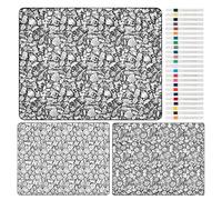 Manta colorable - 150x115cm gran alfombra lavable garabateable | Plaid artístico reutilizable con 24 rotuladores | Terciopelo suave, tapete juego convertible en cobija acogedora, viaje auto, reposo so