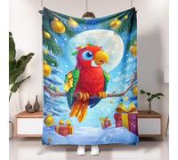 Manta colorida de loro, diseño de pájaro tropical rojo brillante, manta de felpa suave para invierno, decoración de vacaciones, camping, viajes, uso en todas las estaciones, 40 x 50 pulgadas