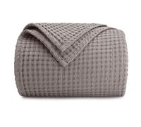 Manta Comfy Cubs 100 % algod n con tejido gofrado, transpirable, suave y ligera, ideal para sof cama o sof cama (gris carb n: 127 x 152 cm)