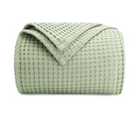 Manta Comfy Cubs 100 % algod n con tejido gofrado, transpirable, suave y ligera. Ideal para sof cama o sof cama (color salvia: 228 x 228 cm).