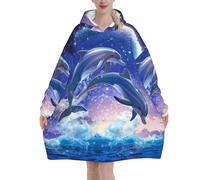 Manta con capucha Snuggle, delfines saltando en el agua, franela ultra suave, manta extragrande para usar, regalo de invierno perfecto para él o ella