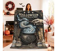 Manta con cita de caldero mágico de brujas de Halloween, 50 x 60 pulgadas