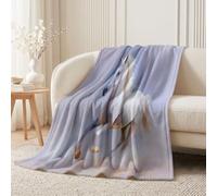 Manta con diseño de animales de acuarela, 130 x 150 cm | Manta de forro polar de franela suave con niebla de caballo de carreras para dormitorio, sofá, baño