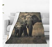 Manta con estampado de elefante viejo y elefante joven, manta de franela suave y cálida, decoración de dormitorio, cama, sofá y silla