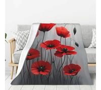 Manta con estampado de flores de amapola n.º 36 para sofá, cama, súper suave, ligera, acogedora, mullida, cálida, de franela de felpa de 40 x 30 pulgadas, uso en todas las estaciones